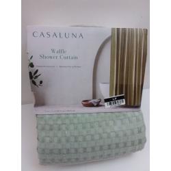 Waffle Shower Curtain Green-CASALUNA