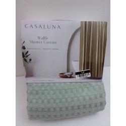 Waffle Shower Curtain Green-CASALUNA