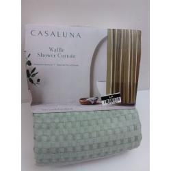 Waffle Shower Curtain Green-CASALUNA