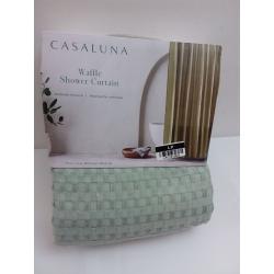Waffle Shower Curtain Green-CASALUNA