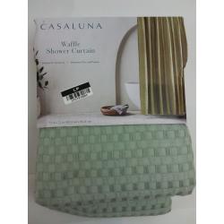 Waffle Shower Curtain Green-CASALUNA
