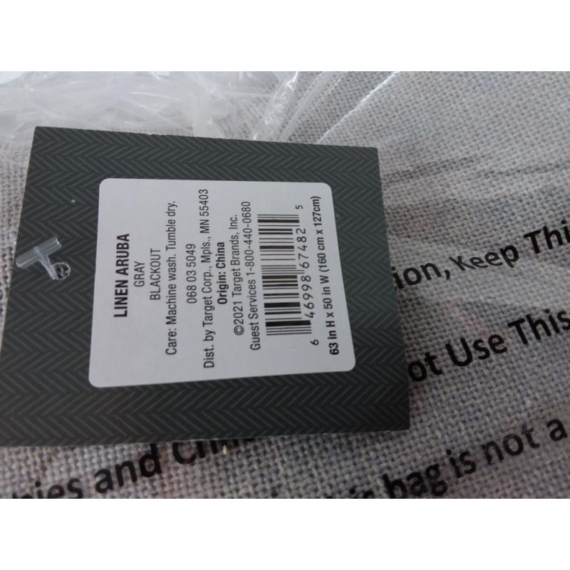 63x50 Aruba Linen Blackout Curtain Panel Gray-Threshold