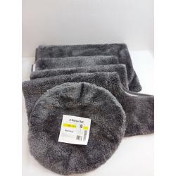 5pc Traditional Nylon Bath Rug Set Dark Gray