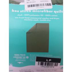 Twin Box Stitch Microfiber Quilt Green