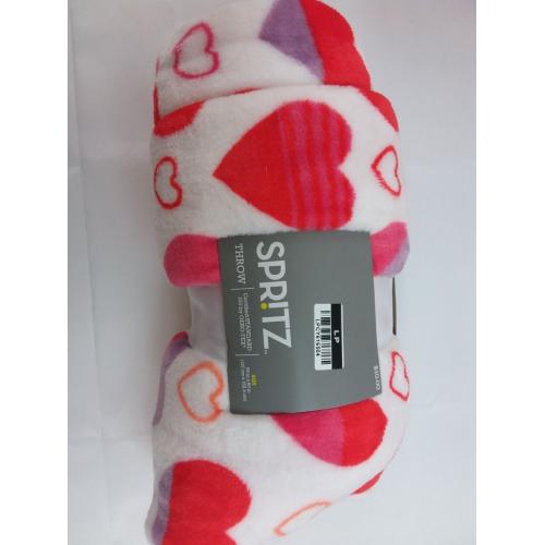 Oversized Hearts Plush Valentine's Day Throw Blanket White/Red