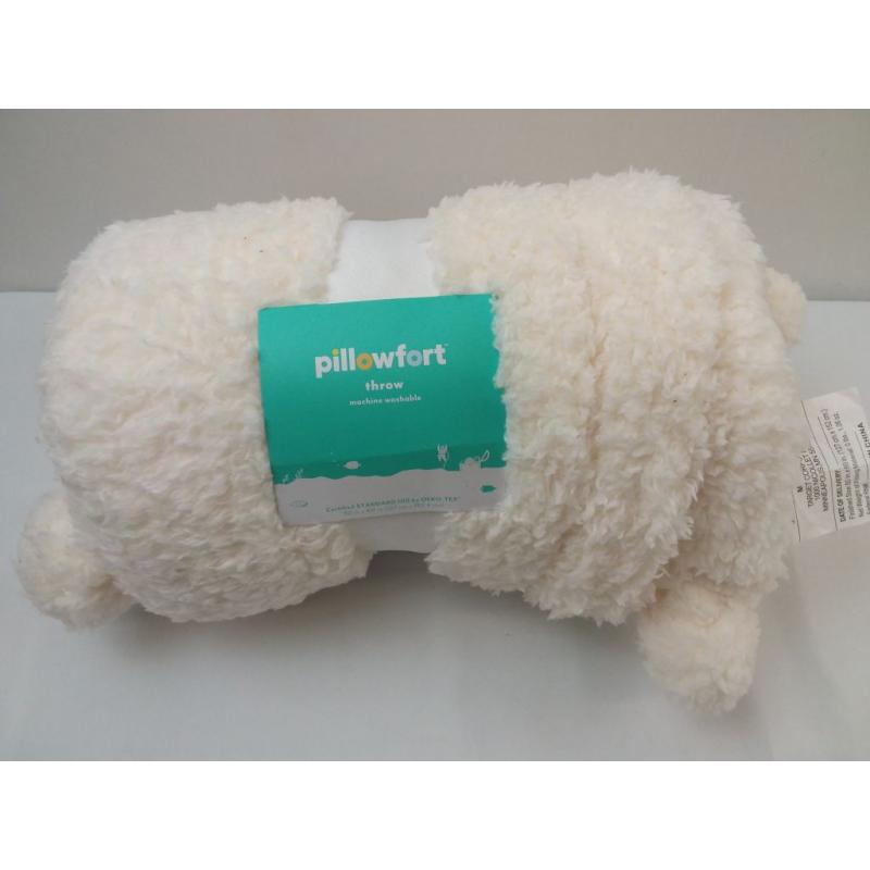 Teddy Bear Plush Throw Cream
