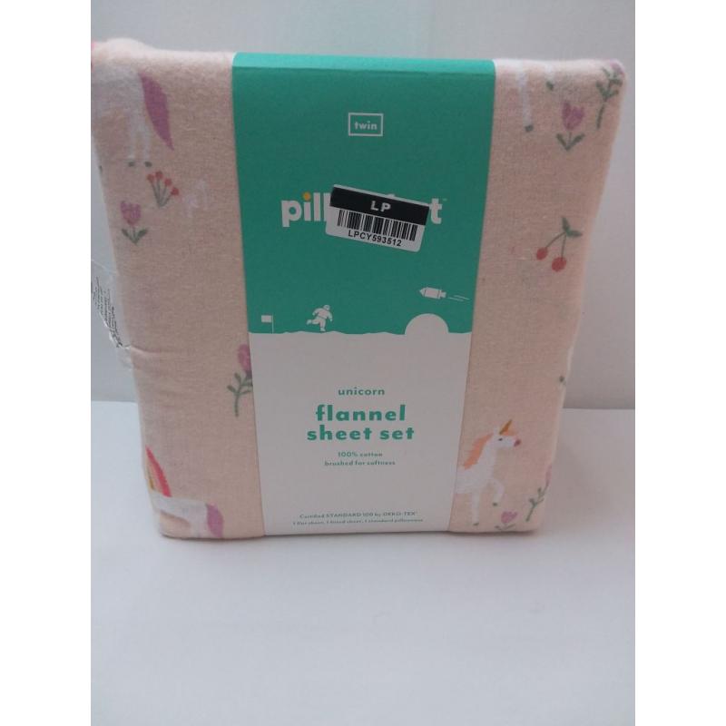 Unicorn flannel sheet set- Twin