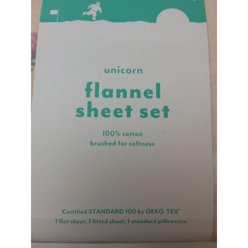 Unicorn flannel sheet set- Twin