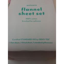 Unicorn flannel sheet set- Twin