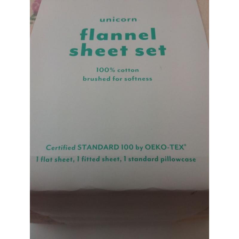 Unicorn flannel sheet set- Twin