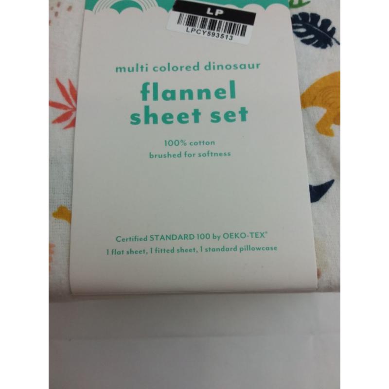Dinosaur flannel sheet set- Twin