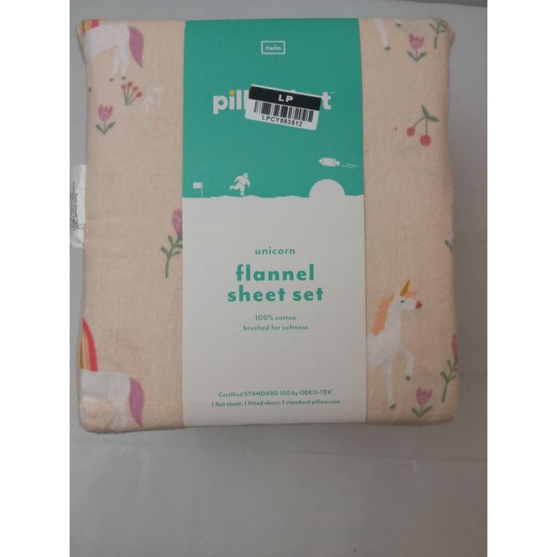 Unicorn flannel sheet set- Twin