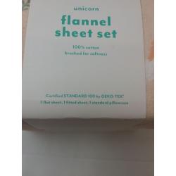 Unicorn flannel sheet set- Twin