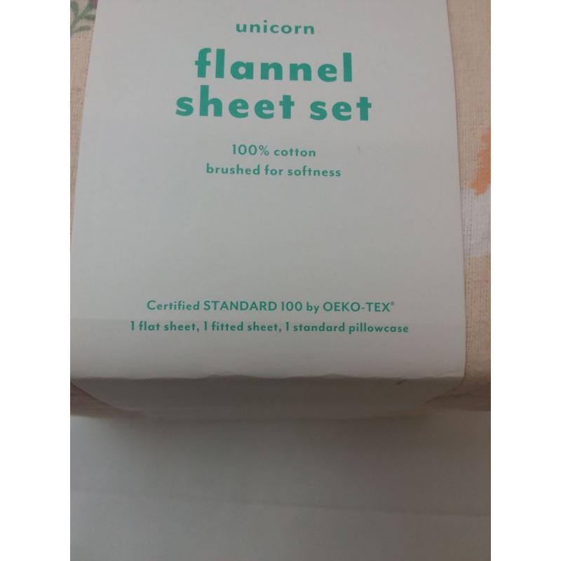 Unicorn flannel sheet set- Twin