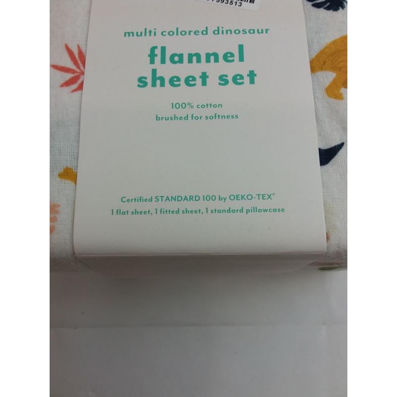 Dinosaur flannel sheet set- Twin