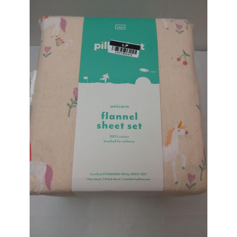 Unicorn flannel sheet set- Twin