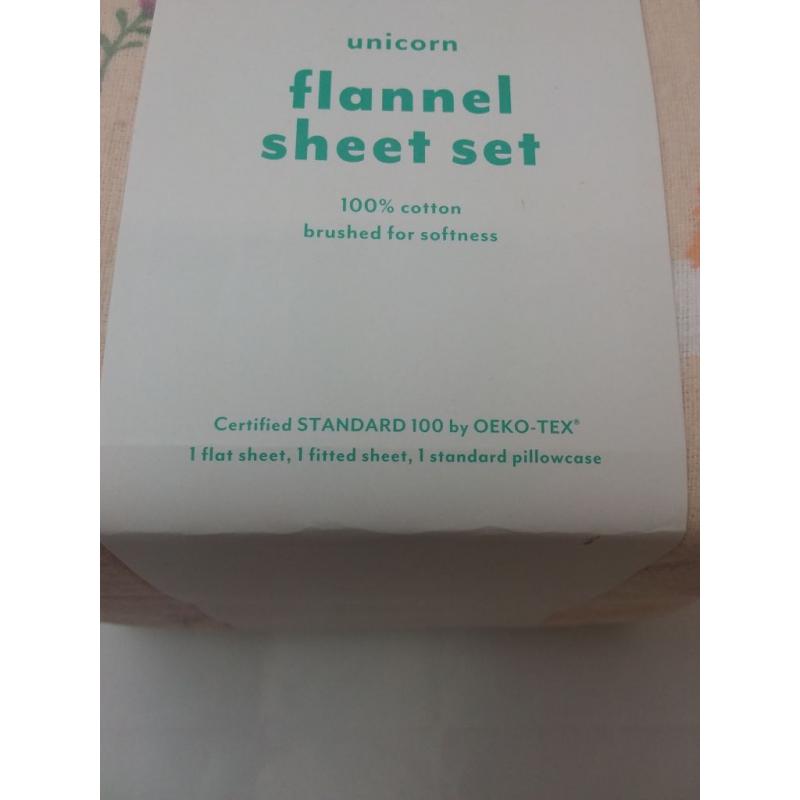 Unicorn flannel sheet set- Twin