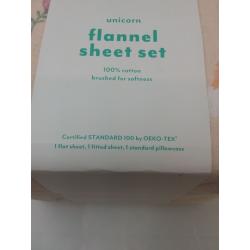 Unicorn flannel sheet set- Twin