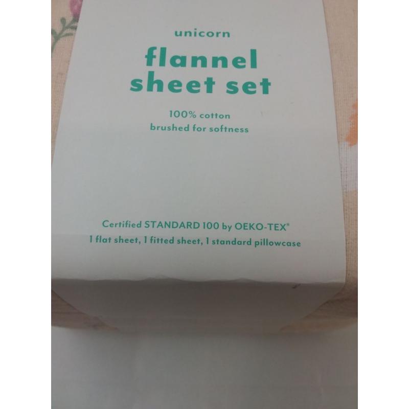 Unicorn flannel sheet set- Twin