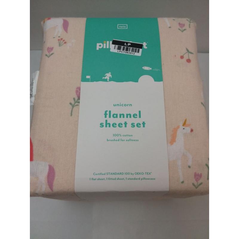 Unicorn flannel sheet set- Twin