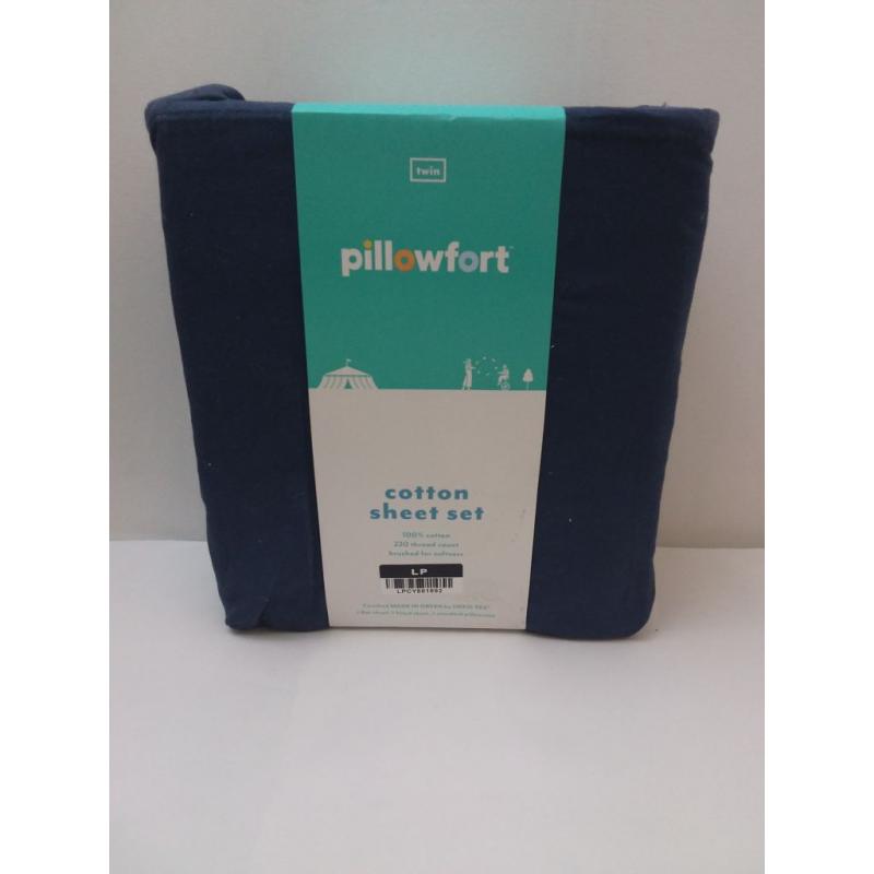 Twin Solid Cotton Sheet Set Navy