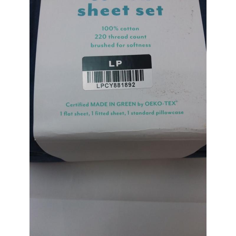 Twin Solid Cotton Sheet Set Navy