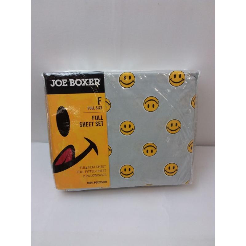 Full Novelty Printed Happy Face Sheet Set Gray - Joe Boxer