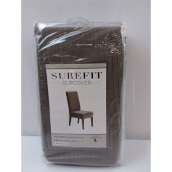 Stretch Pinstripe Short Dining Room Chair Cover Taupe/Brown - SureFit