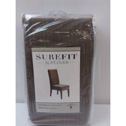 Stretch Pinstripe Short Dining Room Chair Cover Taupe/Brown - SureFit