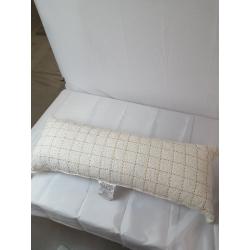 Oblong Oversized Texture Pick Stitch Plaid Decorative Throw Pillow Cream