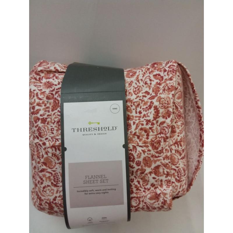 King Fall Flannel Patterned Sheet Set Floral-Threshold