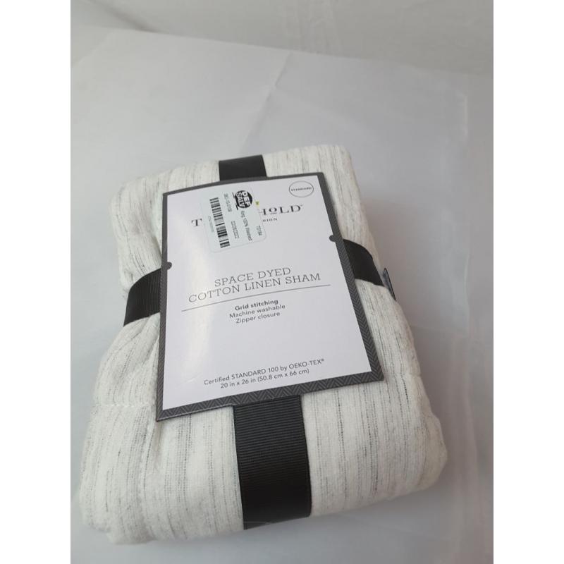 Standard Space Dyed Cotton Linen Sham Light Gray - Threshold