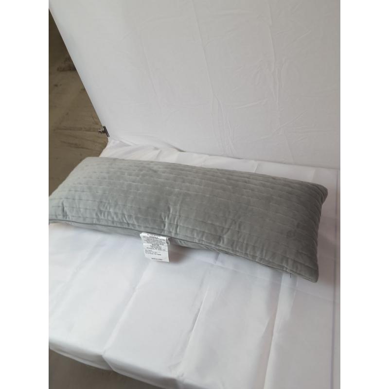 Oblong Oversized Velvet Pick Stich Stripe Decorative Throw Pillow Gray - Threshold