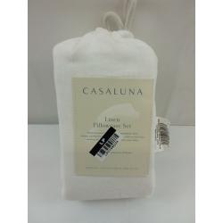 King 100% Washed Linen Solid Pillowcase Set White - Casaluna