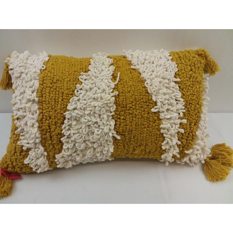 Oversized Tufted Shag Geometric Patterned Lumbar Throw Pillow Gold - Opalhouse