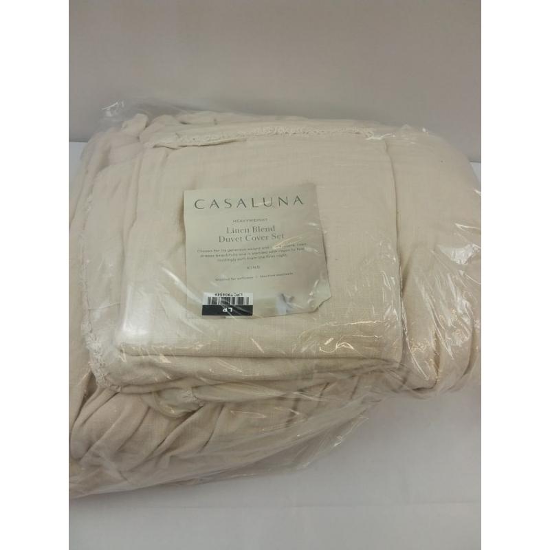 King Heavyweight Linen Blend Duvet Cover & Sham Set Natural - Casaluna