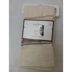 4pk Cotton Striped Border Napkins