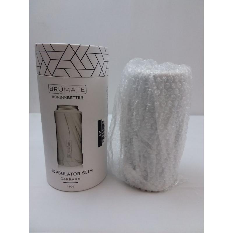 BRUMATE Hopsulator Slim Stainless Steel Beverage Cooler Carrara White