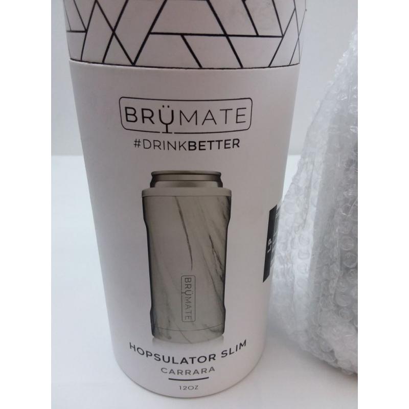 BRUMATE Hopsulator Slim Stainless Steel Beverage Cooler Carrara White