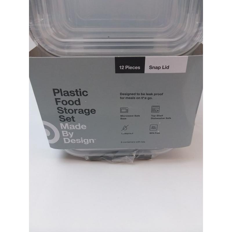 12pc plastic food storage containers