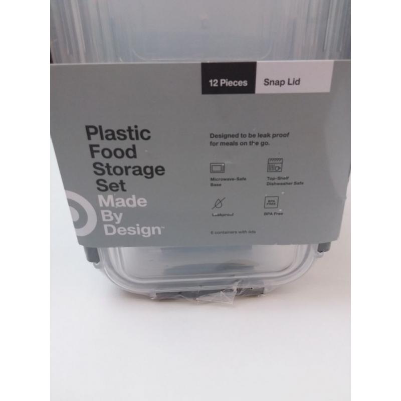 12pc plastic food storage containers