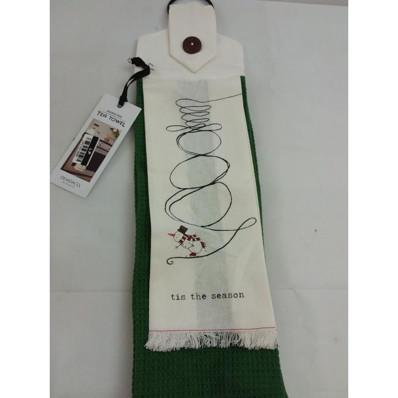 Button Loop Holiday Tea Towel Tis the Season - DEMDACO