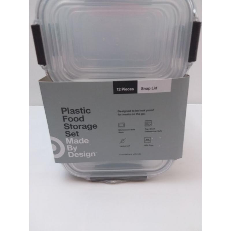 Rectangular Plastic Food Storage Container 12pc