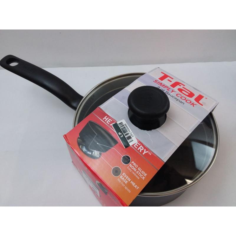 T-fal Simply Cook 3qt Saucepan with Lid, Black