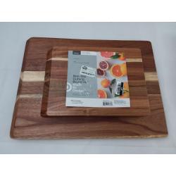 2pc Acacia Wood Nonslip Cutting Board Set