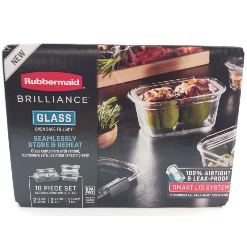 Rubbermaid 10pc Brilliance Glass Food Storage Set