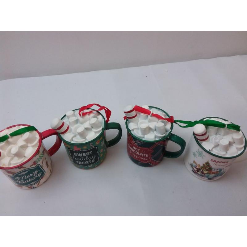 4pc Cocoa Mug Christmas Ornaments