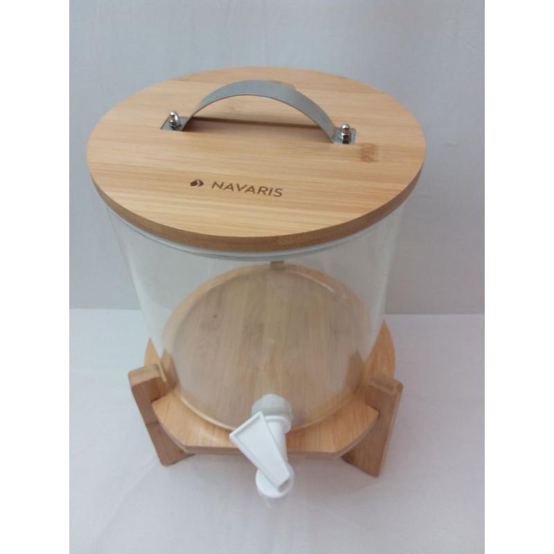 Beverage Dispenser with Wood Stand- Navaris