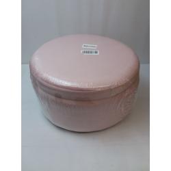 Round Storage Ottoman, Soft Padded Velvet Footrest Stool, with Wooden Legs