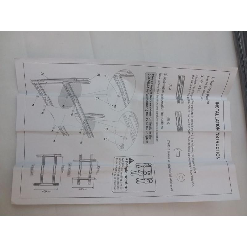 Vesa 600x400 adapter for tv mount